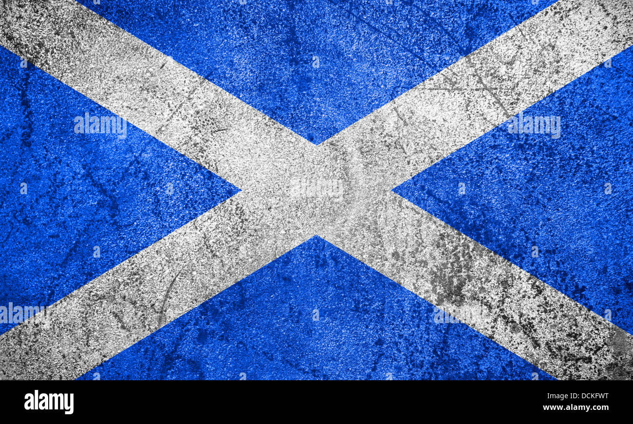 Bandiera della Scozia o Scottish banner su ruvida sfondo in metallo Foto Stock