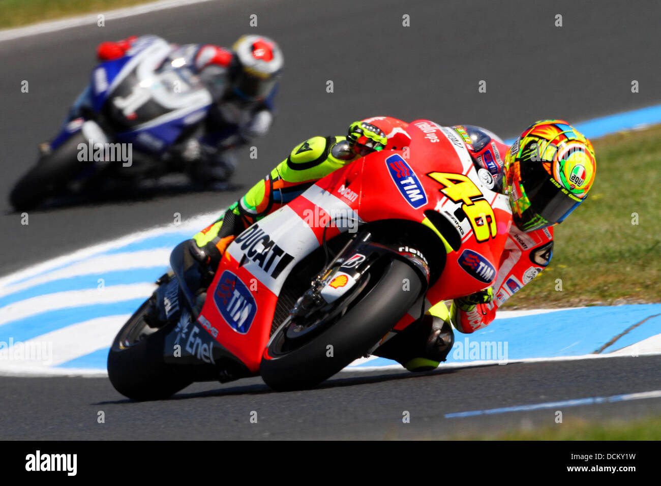 Mondo Moto GP campionato. Round16.Phillip Island.Australia. - 14.10.11 #46 Valentino Rossi (ITA) Ducati Team - Motorrad-WM - MotoGP in Australien - Motorrad - Motorradsport - Grand Prix di Phillip Island - moto racing - ***non disponibili per la pubblicazione in Germania. Disponibile per la pubblicazione nel resto del mondo*** Foto Stock