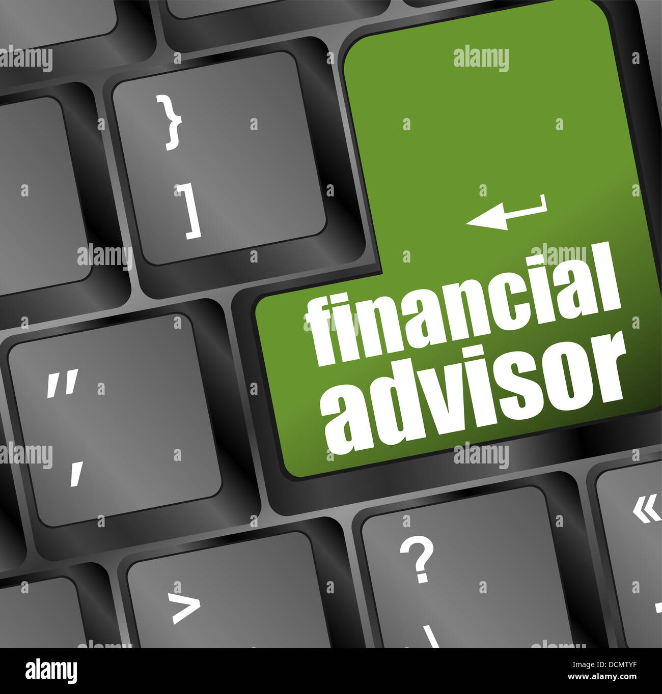 Tastiera con il verde di advisor finanziario button Foto Stock