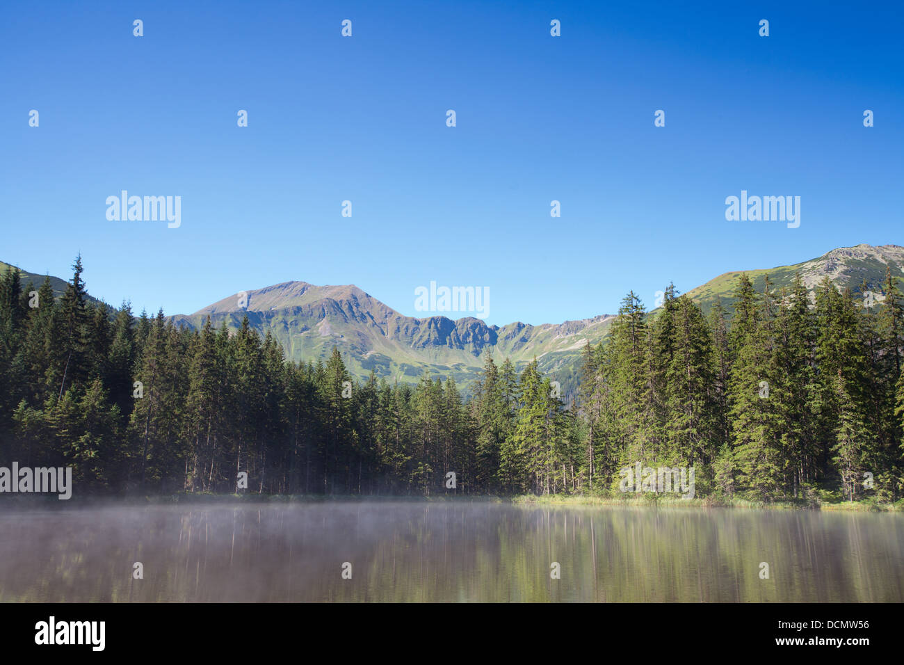 Paesaggio di montagna o Smreczynski lago nel Parco nazionale dei Alti Tatra, Polonia Foto Stock