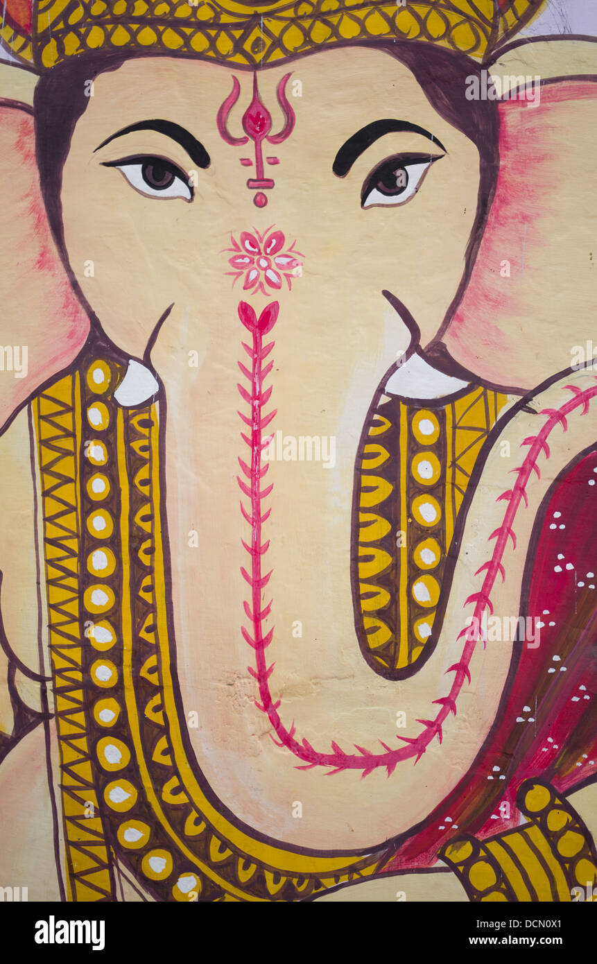 Ganesha Elephant dio street murale - Jodhpur, Rajashtan, India Foto Stock