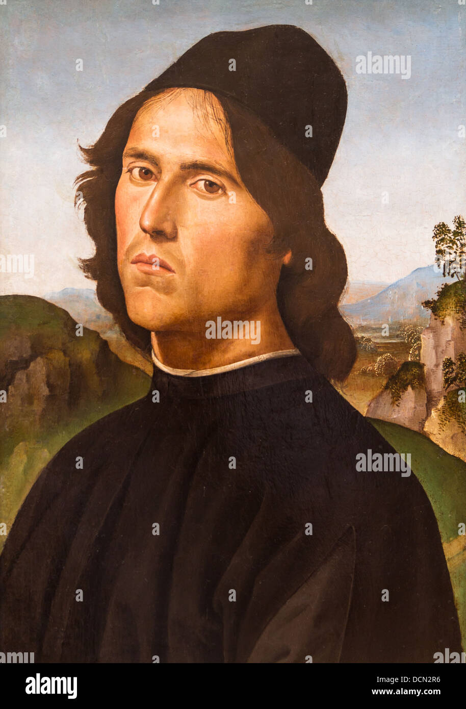 Xv secolo - Ritratto di Lorenzo di Credi, 1488 - Pietro Perugino Philippe Sauvan-Magnet / Museo attivo Foto Stock