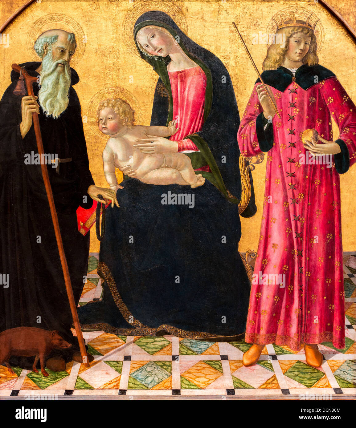 Xv secolo - Madonna con Bambino e San Antonio e San Sigismondo, 1490 - Neroccio de' Landi Foto Stock