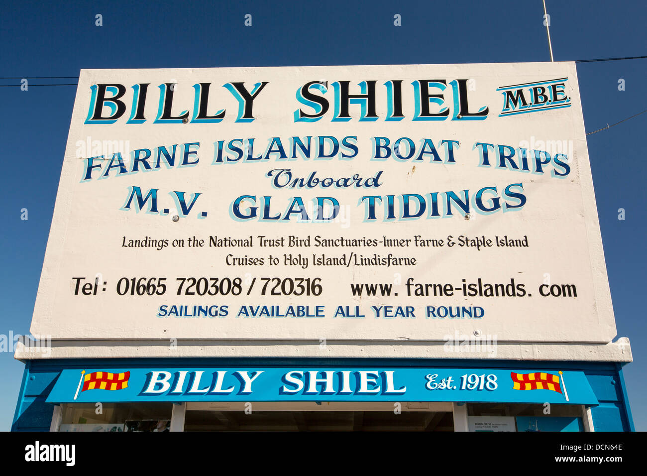 Billy shiels gite in barca nel porto di Seahouses, Northumberland, Regno Unito. Foto Stock