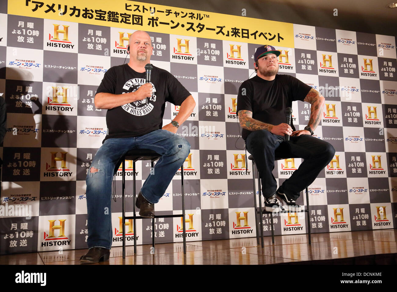 Tokyo, Giappone. 20 Agosto, 2013. Rick Harrison e Corey Harrison, Agosto 20, 2013 : Rick Harrison, Corey Harrison frequentare la pedina stelle conferenza stampa di History Channel e la stima di Norton Manx su 20 Ago 2013 Tokyo Giappone © Aflo Co. Ltd./Alamy Live News Foto Stock