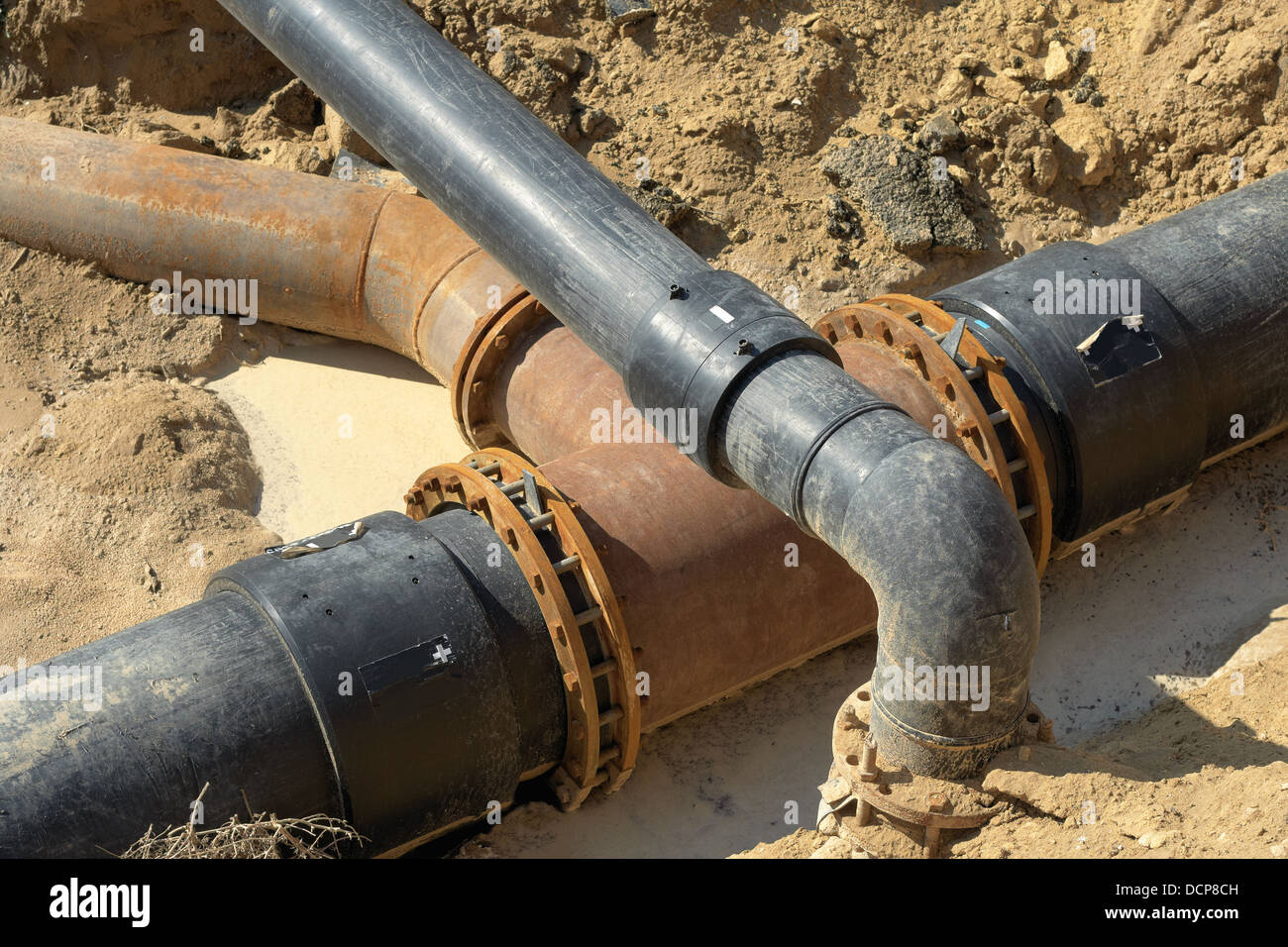 Connessione, tubo, Bullone, flangia, industria, ferro, metallo, dado, tubo, pipeline, acciaio, orizzontale, industriale, metallico, tecnologia, Foto Stock