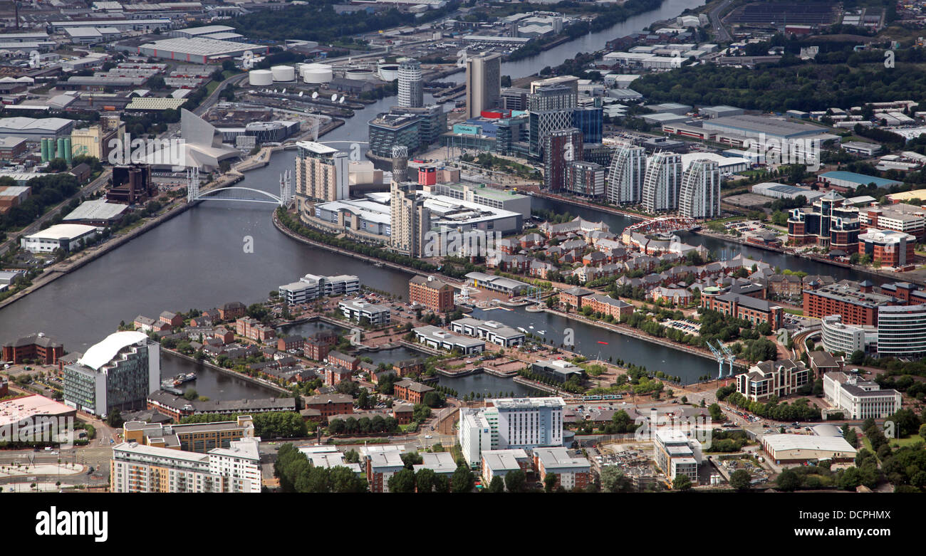 Vista aerea di Salford Quays in Manchester Foto Stock