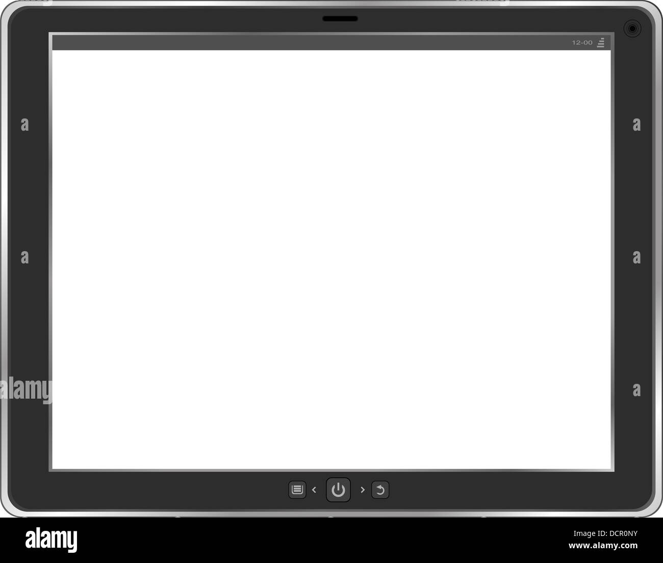 Computer tablet. Telaio nero vector tablet pc con schermo bianco. isolato di sfondo Foto Stock