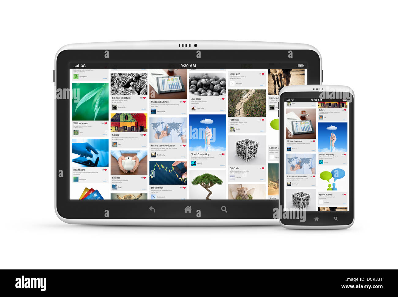 Social media applicazione su dispositivi digitali Foto Stock