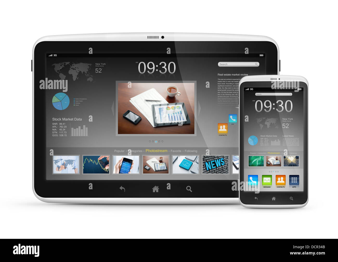 Moderna tavoletta digitale con mobile smartphone Foto Stock