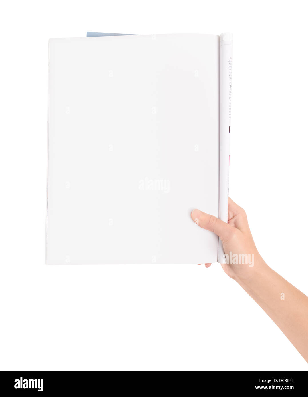 Mano azienda vuoto pagina rivista Foto Stock