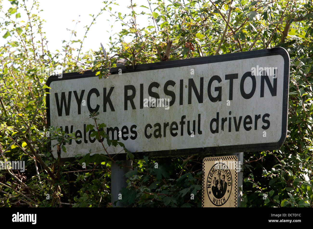 Wyck Rissington village segno, Gloucestershire, England, Regno Unito Foto Stock