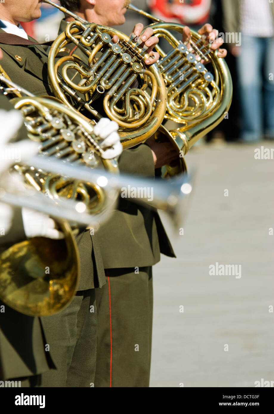 Army brass band su la Giornata della vittoria in Russia Foto Stock
