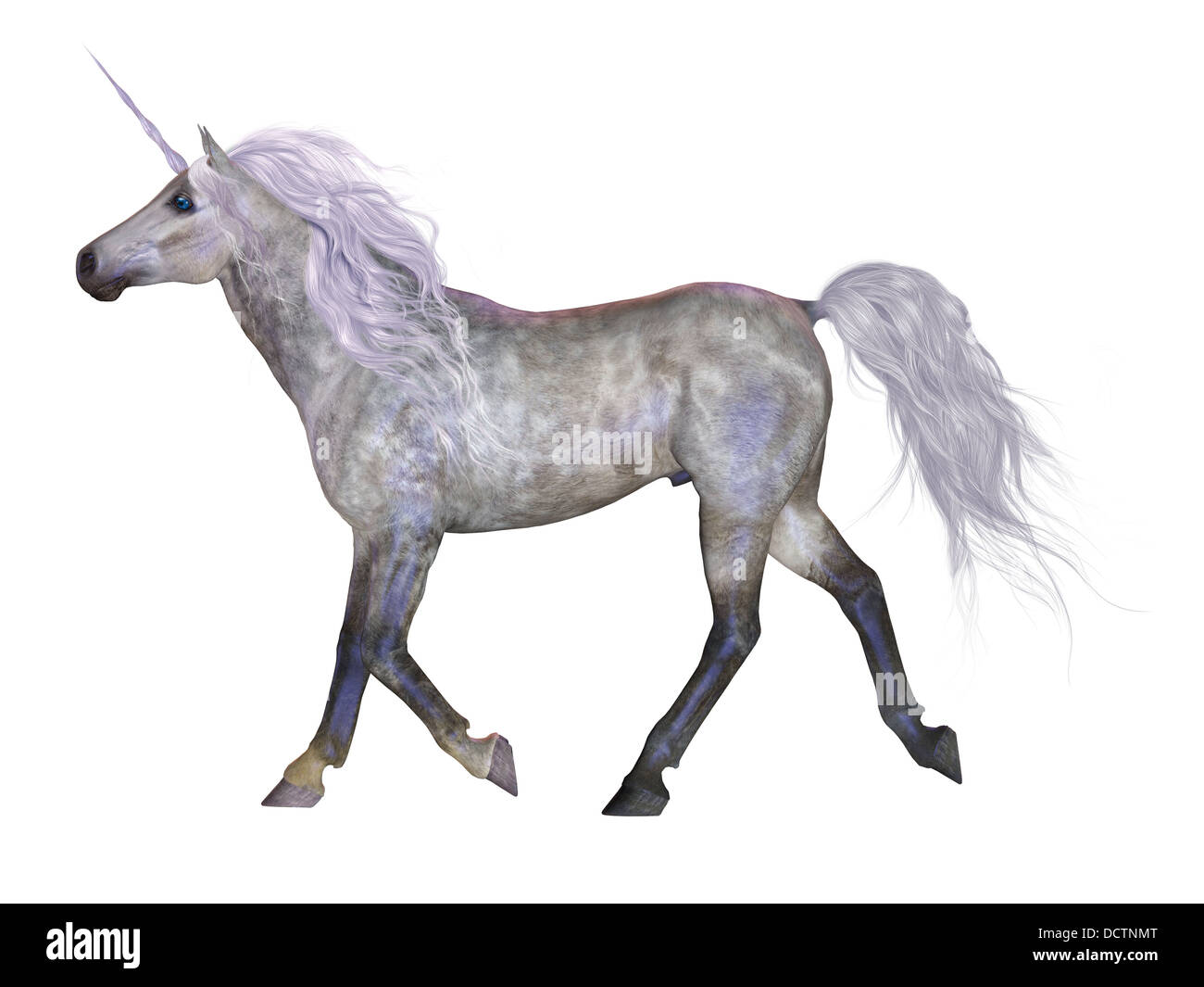 La Unicorn è una mitica creatura che era di solito un cavallo bianco con un corno sulla sua fronte. Foto Stock