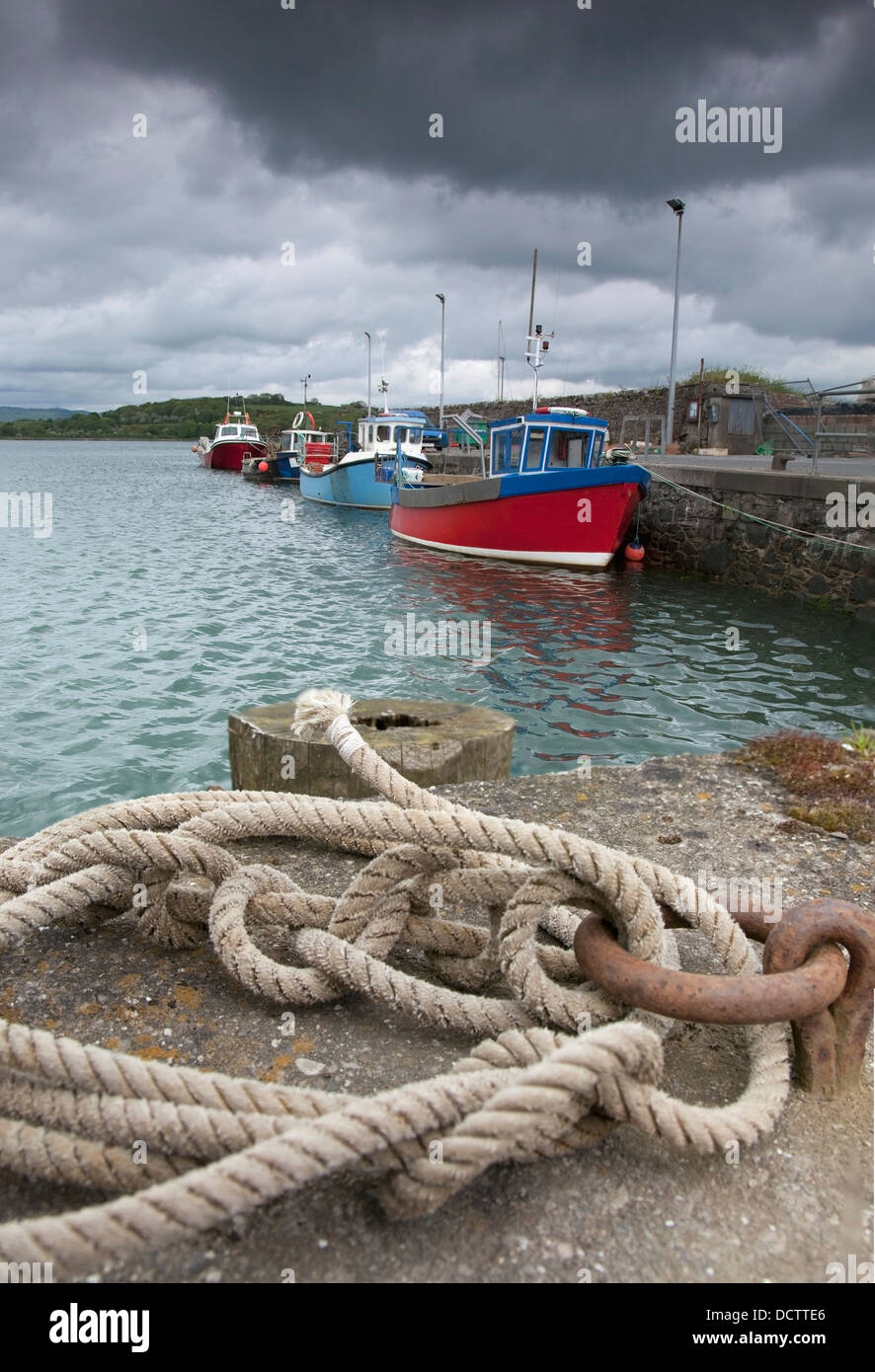 Cima nautica e barche; Garlieston, Dumfries And Galloway, Scozia Foto Stock