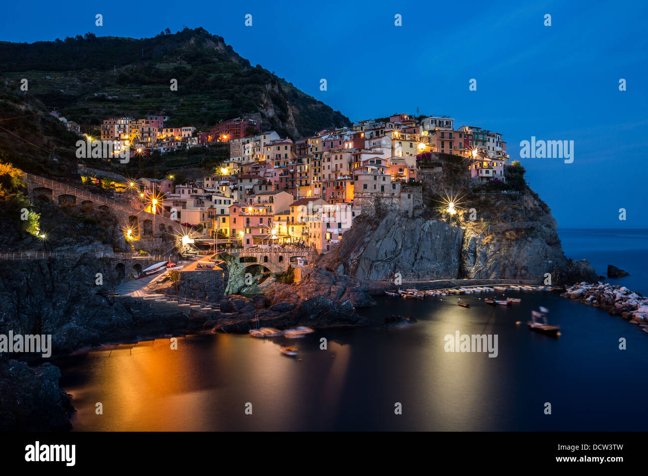 Manarola al tramonto Foto Stock