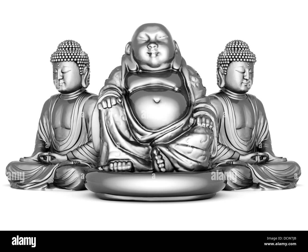 Argento statua di Budda Foto Stock