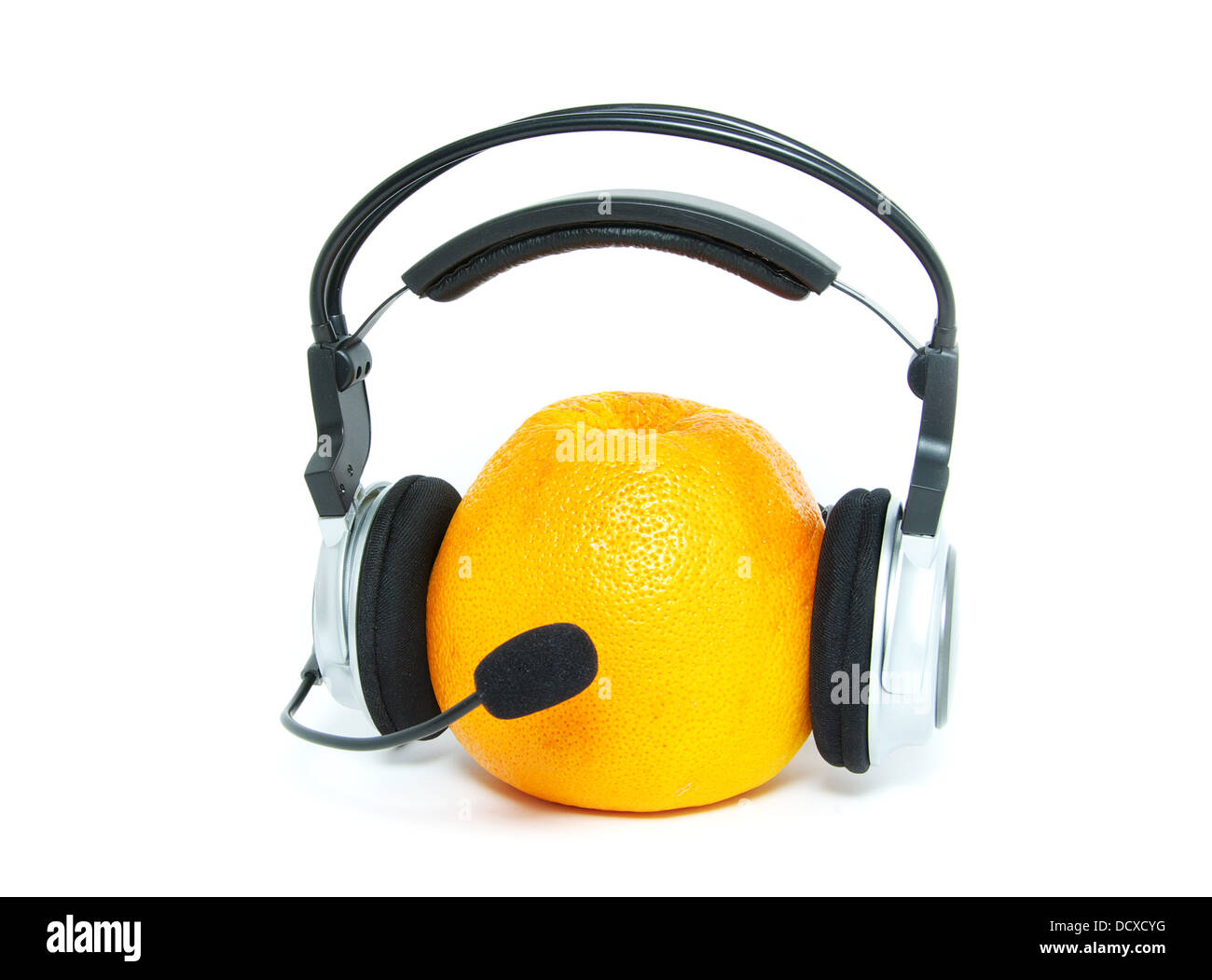 Arancione e le cuffie Foto Stock