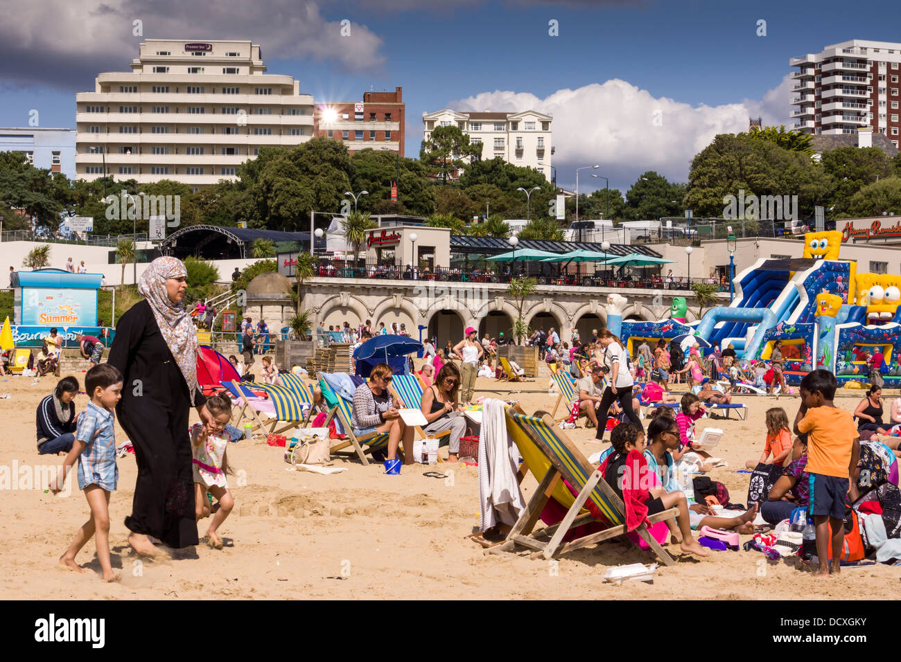 Bournemouth Beach in agosto Foto Stock