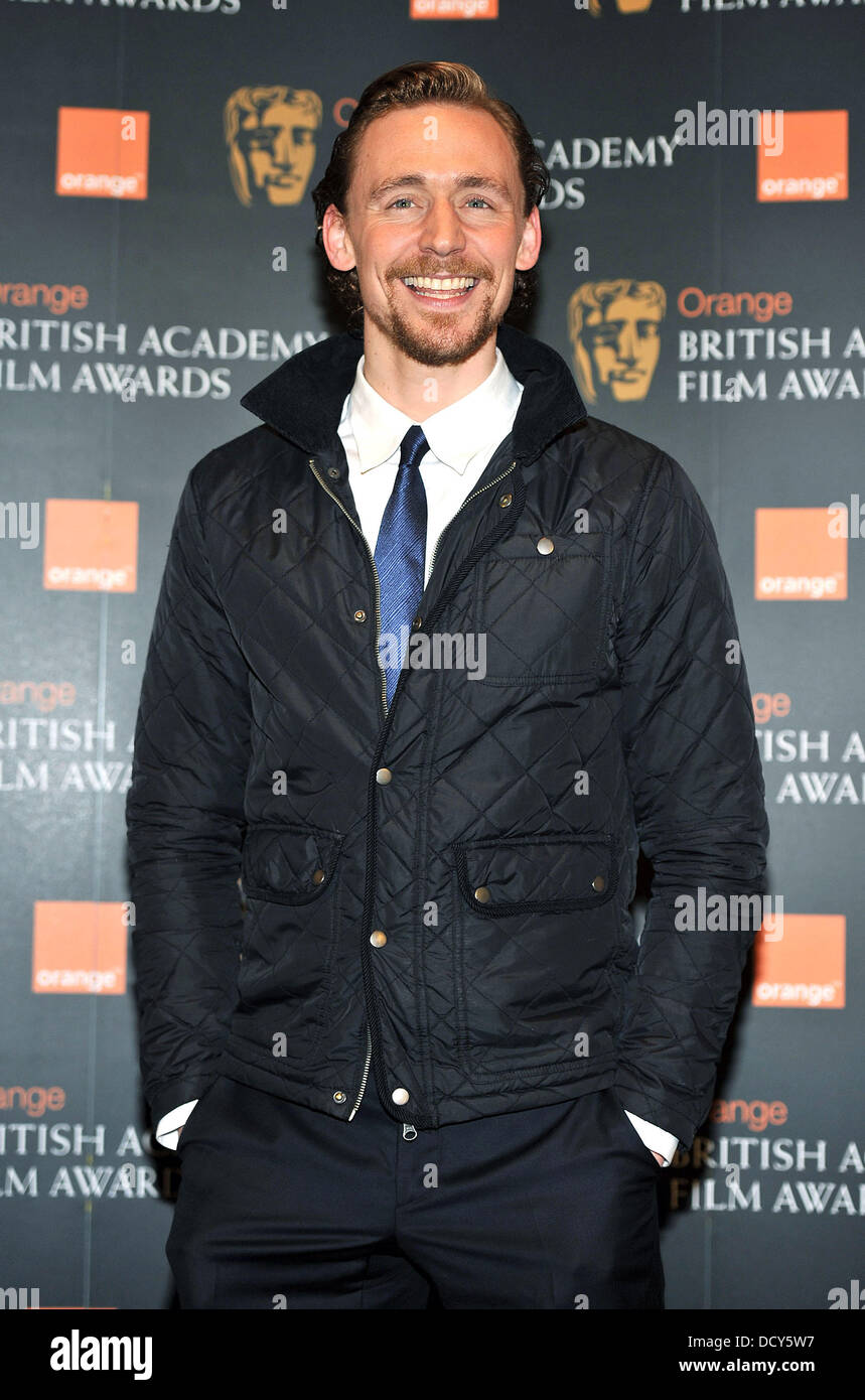 Tom Hiddleston Orange Mercoledì Rising Star Award nominee preferiti annuncio tenutosi a BAFTA HQ su Piccadilly. Londra, Inghilterra - 11.01.12 Foto Stock