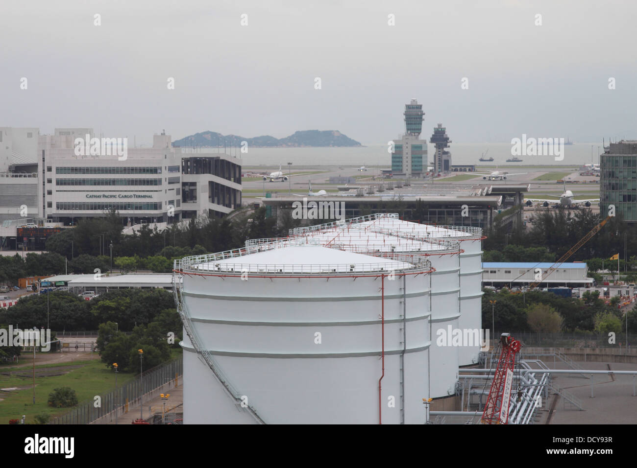 Vista dalla funivia oltre l'Isola di Lantau Foto Stock