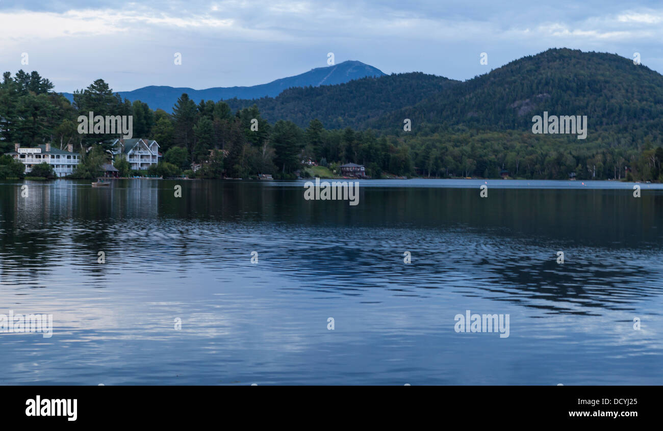 Mirror lake in Lake Placid,Adirondacks Foto Stock