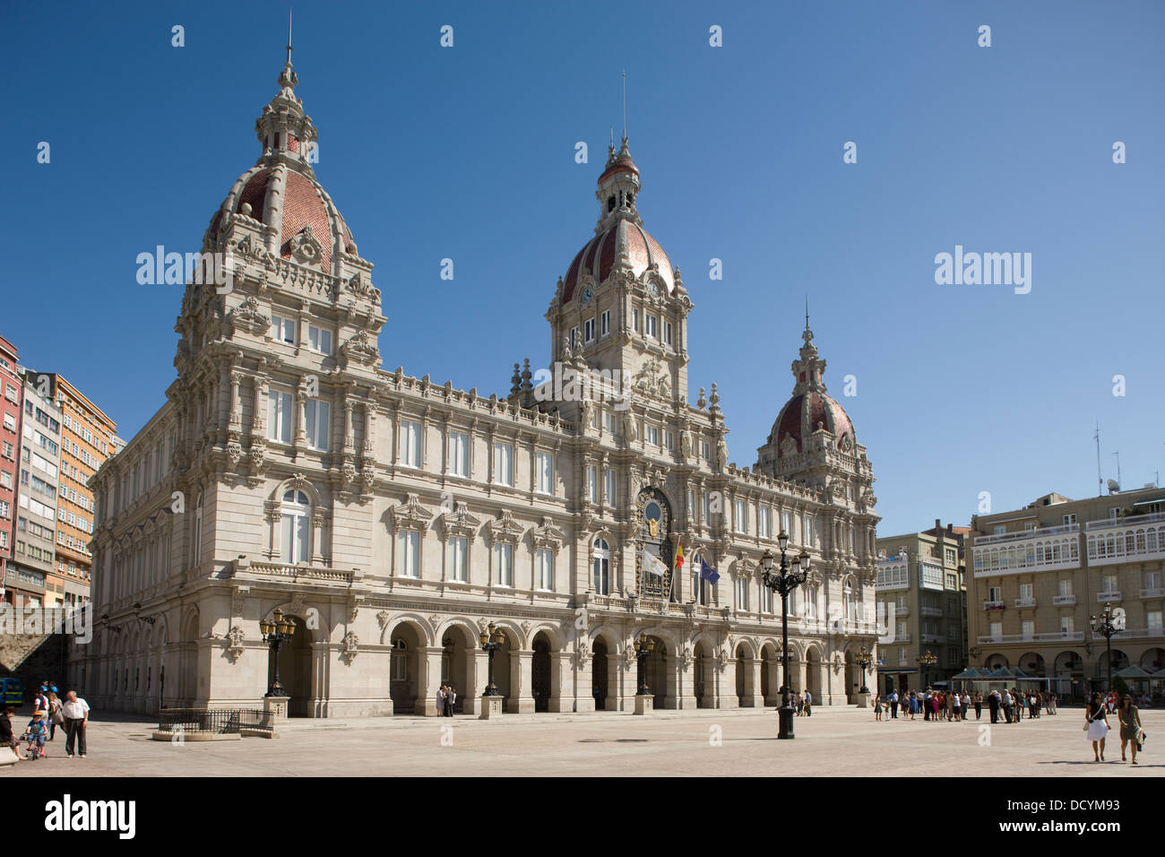 PALACIO MUNICIPAL municipio Plaza Maria Pita LA CORUNA Galizia Spagna Foto Stock