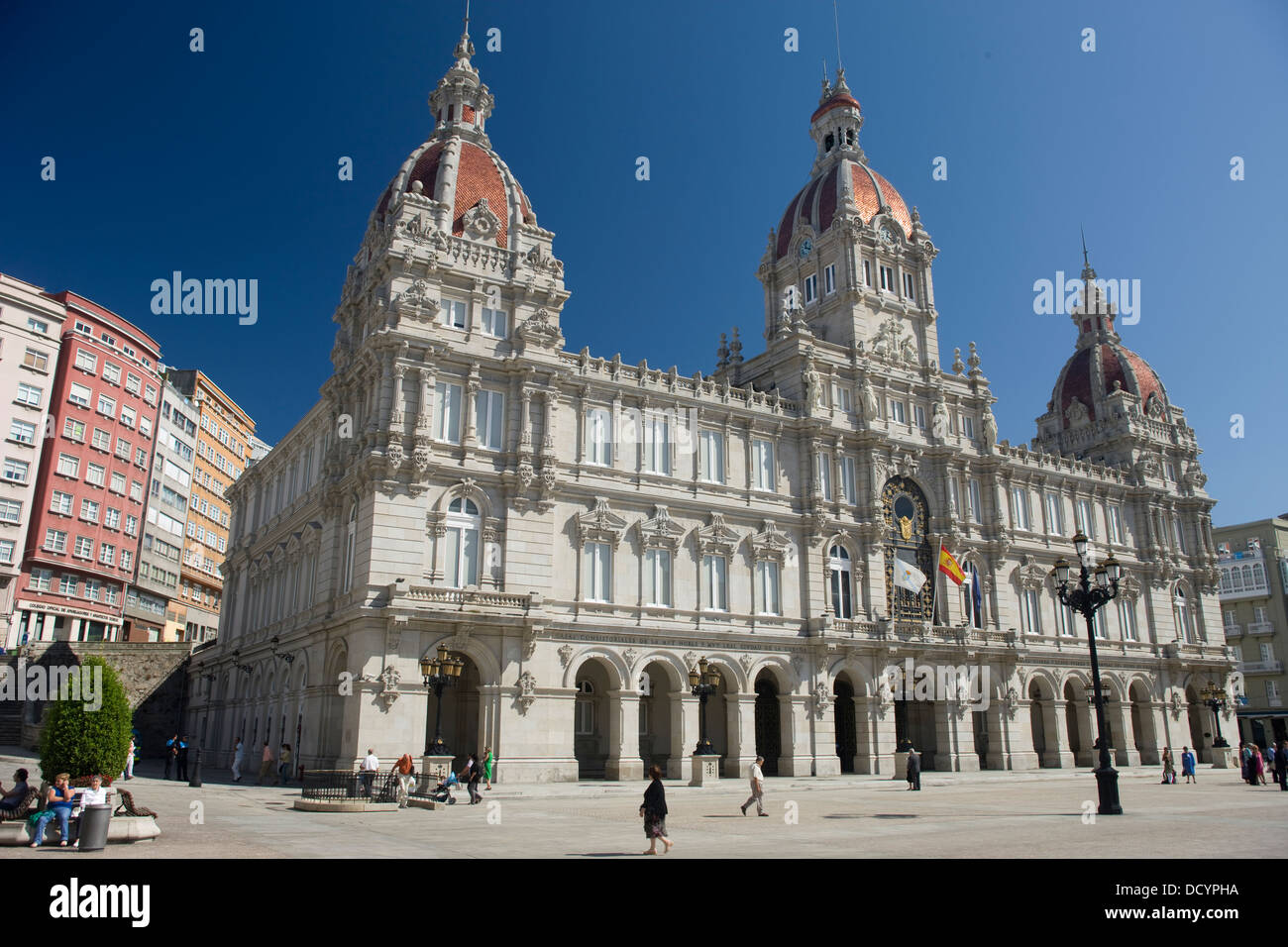 PALACIO MUNICIPAL municipio Plaza Maria Pita LA CORUNA Galizia Spagna Foto Stock