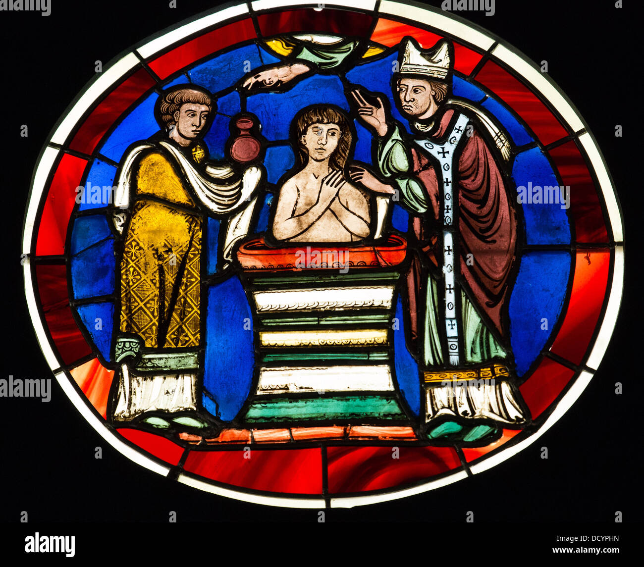 Vetrata della Sainte-Chapelle di Parigi - Musée de Cluny / Musée National du Moyen Âge - Parigi il vetro macchiato Foto Stock