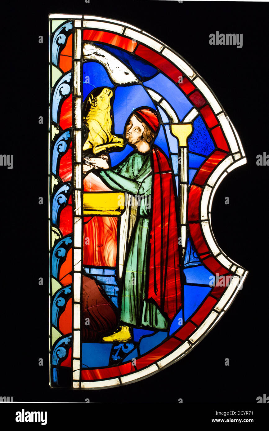 Vetrata della Sainte-Chapelle di Parigi - Musée de Cluny / Musée National du Moyen Âge - Parigi il vetro macchiato Foto Stock