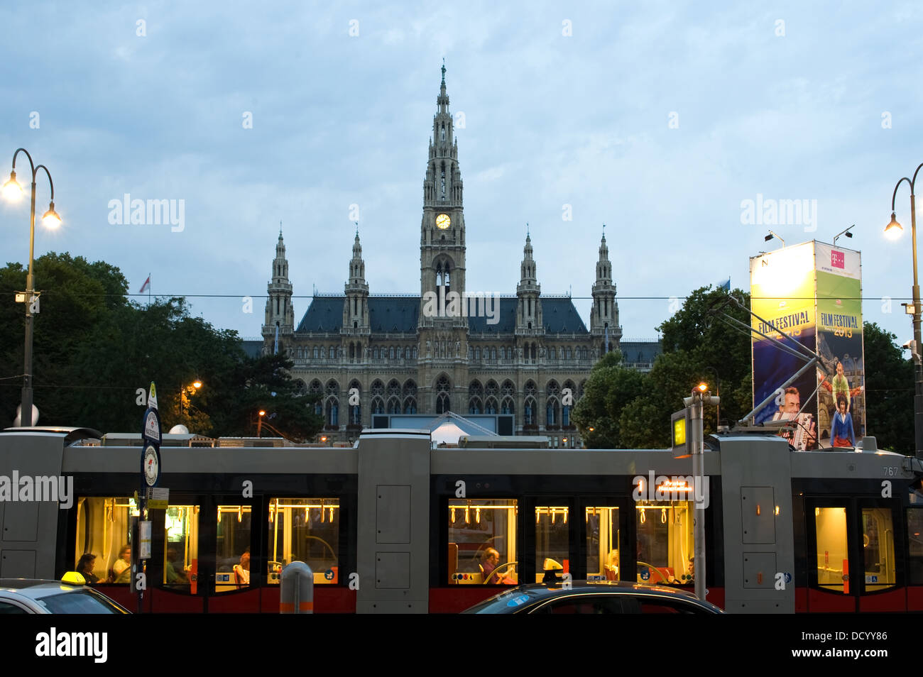 Il Rathaus - Municipio - Vienna, Austria Foto Stock