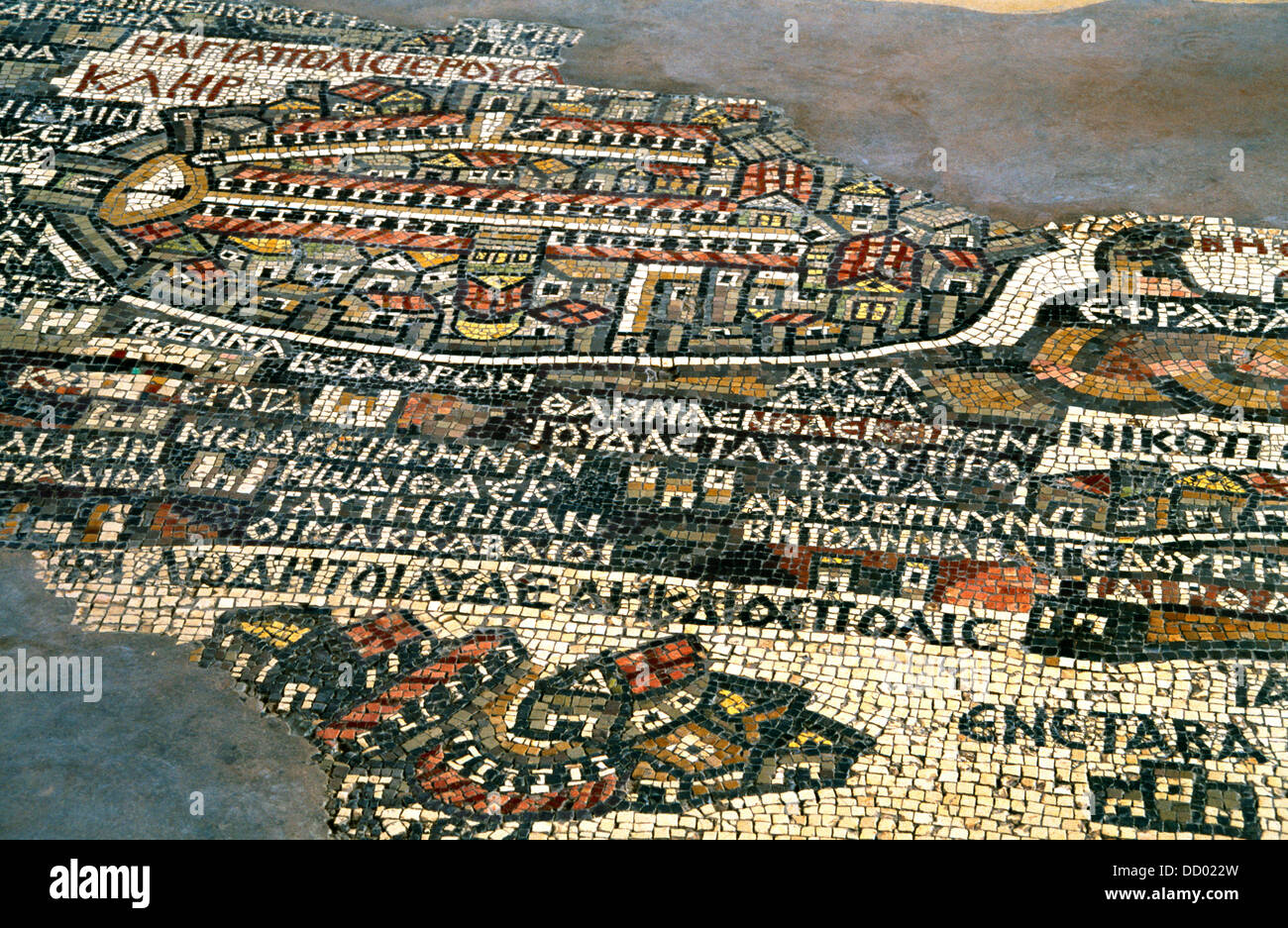 Madaba in Giordania la chiesa di St George mosaico bizantino Foto Stock