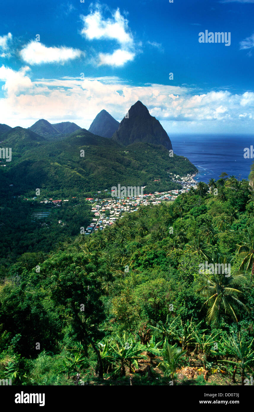 Pitons St Lucia panoramica Foto Stock
