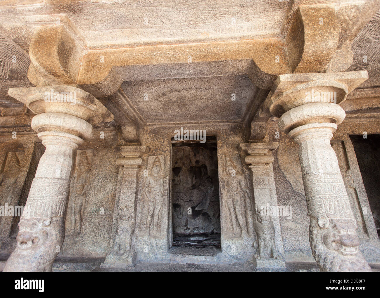 Arjuna la penitenza, Mahabalipuram, Tamil Nadu, India Foto Stock