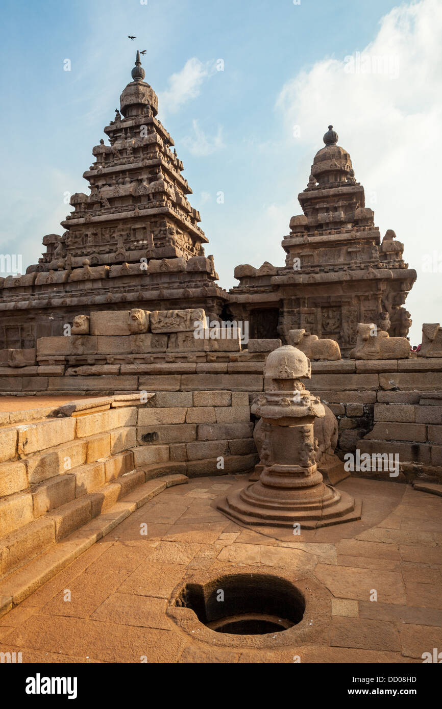 Riva antico tempio di Mahabalipuram, Tamil Nadu, India Foto Stock