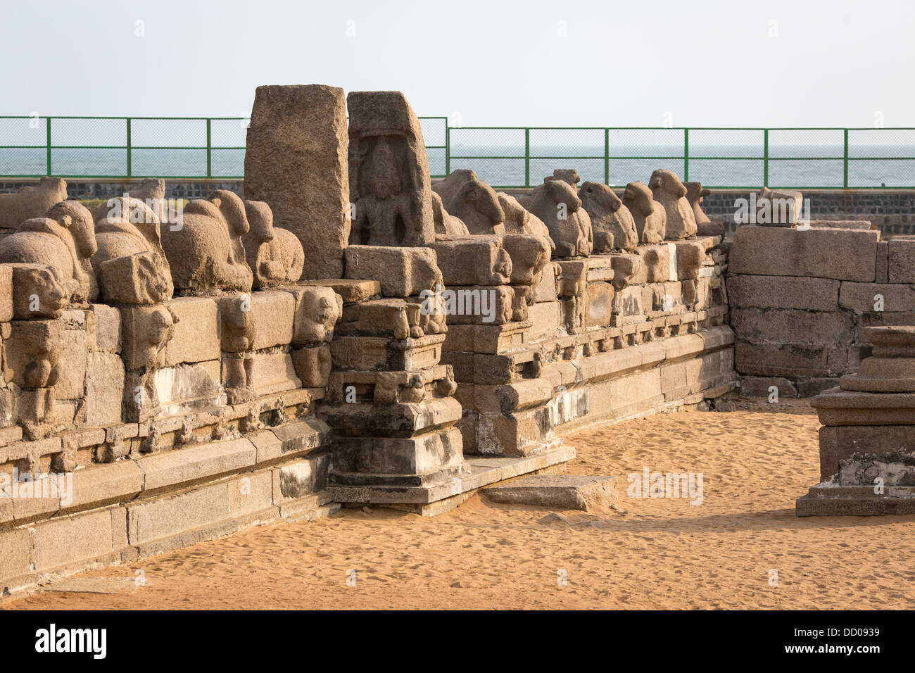 Riva antico tempio di Mahabalipuram, Tamil Nadu, India Foto Stock