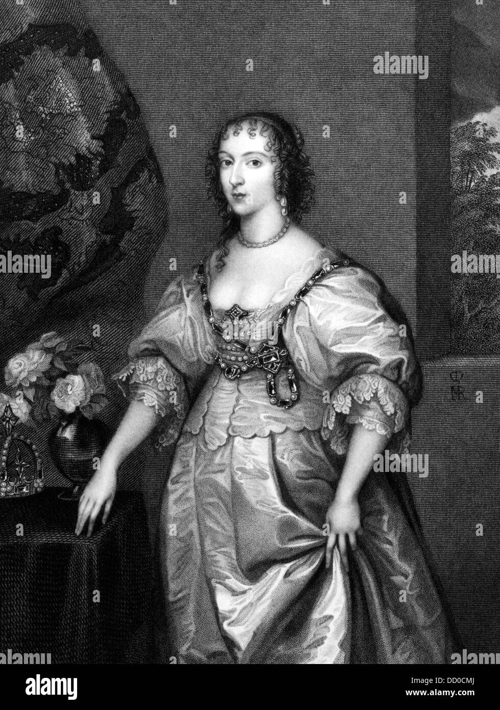 Henrietta Maria di Francia (1609-1669) su incisione dal 1830. Foto Stock