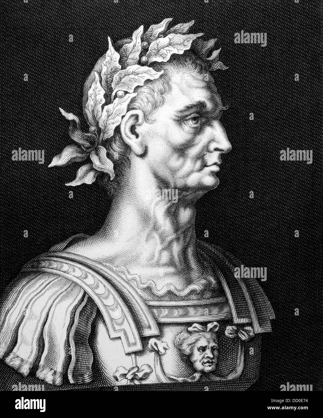 Giulio Cesare (100BC-44BC) su incisione dal 1860. Il generale romano, statista, console e notevole autore di prosa latina. Foto Stock