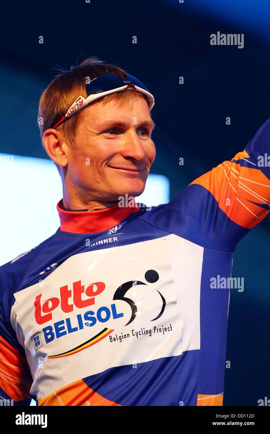 Andre Greipel (Germania) (Team Lotto Belisol) - vincitore il Santos Tour Down Under ciclismo gara tenutasi a Rymill Park Adelaide, Australia - 15.01.12 Foto Stock
