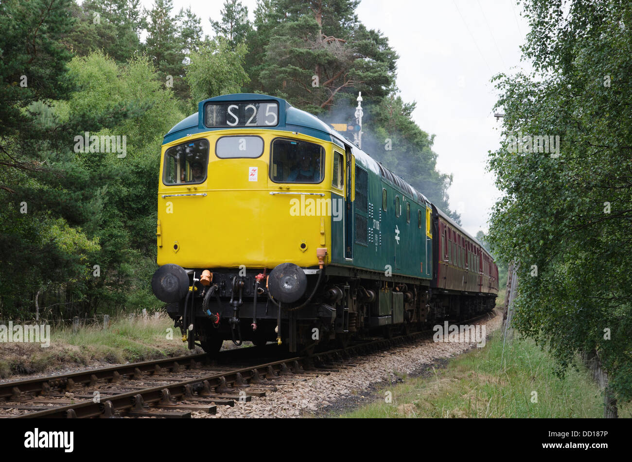 Diesel-elettrico,locomotore,27106,D5394,BRCW,Boat of Garten,tipo 2,strathspey Steam Railway, highlands,Scozia Scotland Foto Stock