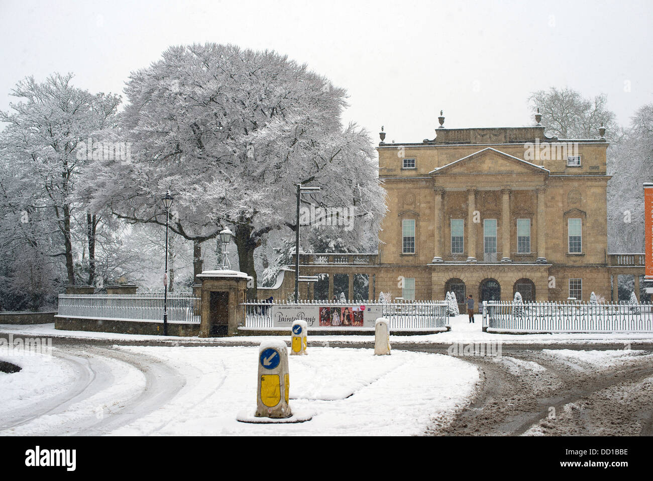 L'Holburne Museum città georgiana di Bath in inverno la neve Foto Stock