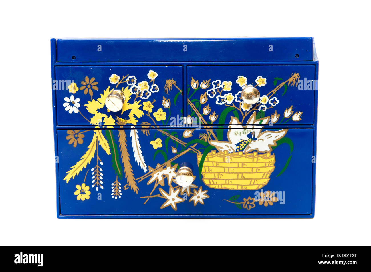 Caselle blu su sfondo bianco Foto Stock