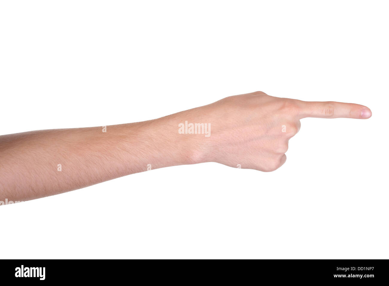 Puntamento a mano, toccando o pressatura, isolati su sfondo bianco Foto Stock