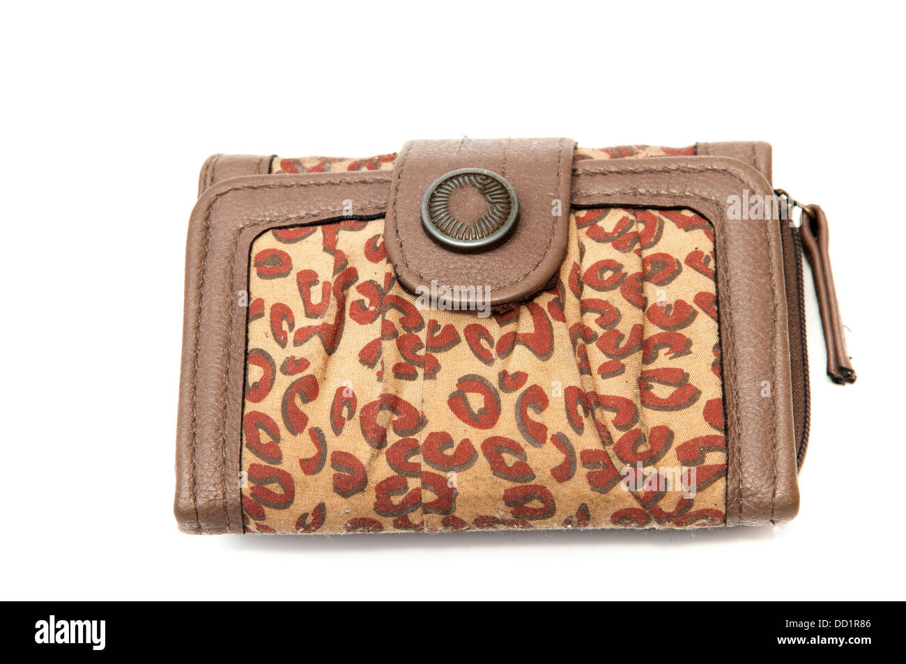 Portafoglio per gli acquisti su sfondo bianco Foto Stock