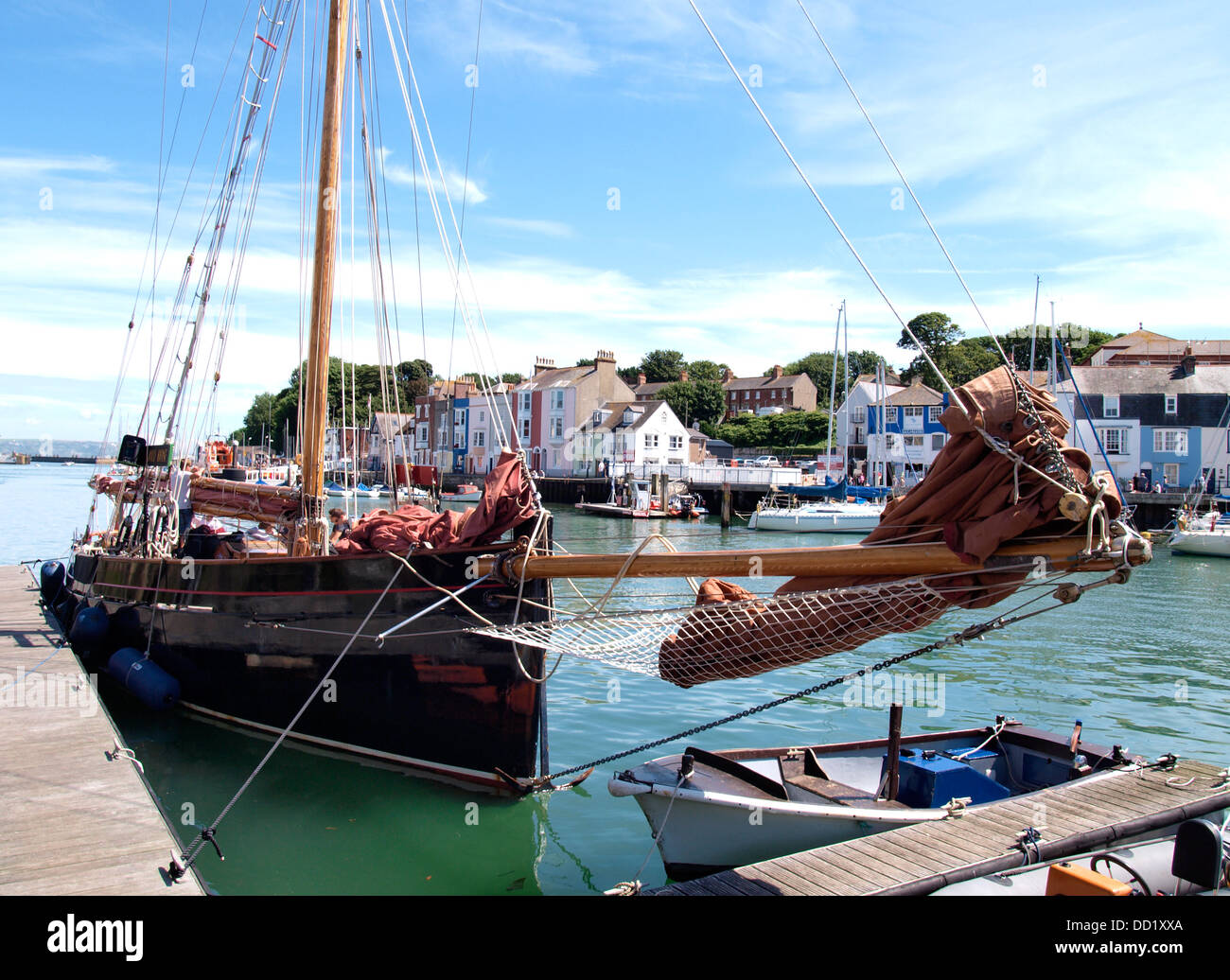 Il Jolie Brise, famosa in tutto il mondo, gaff-truccate fresa pilota Weymouth Dorset, Regno Unito 2013 Foto Stock