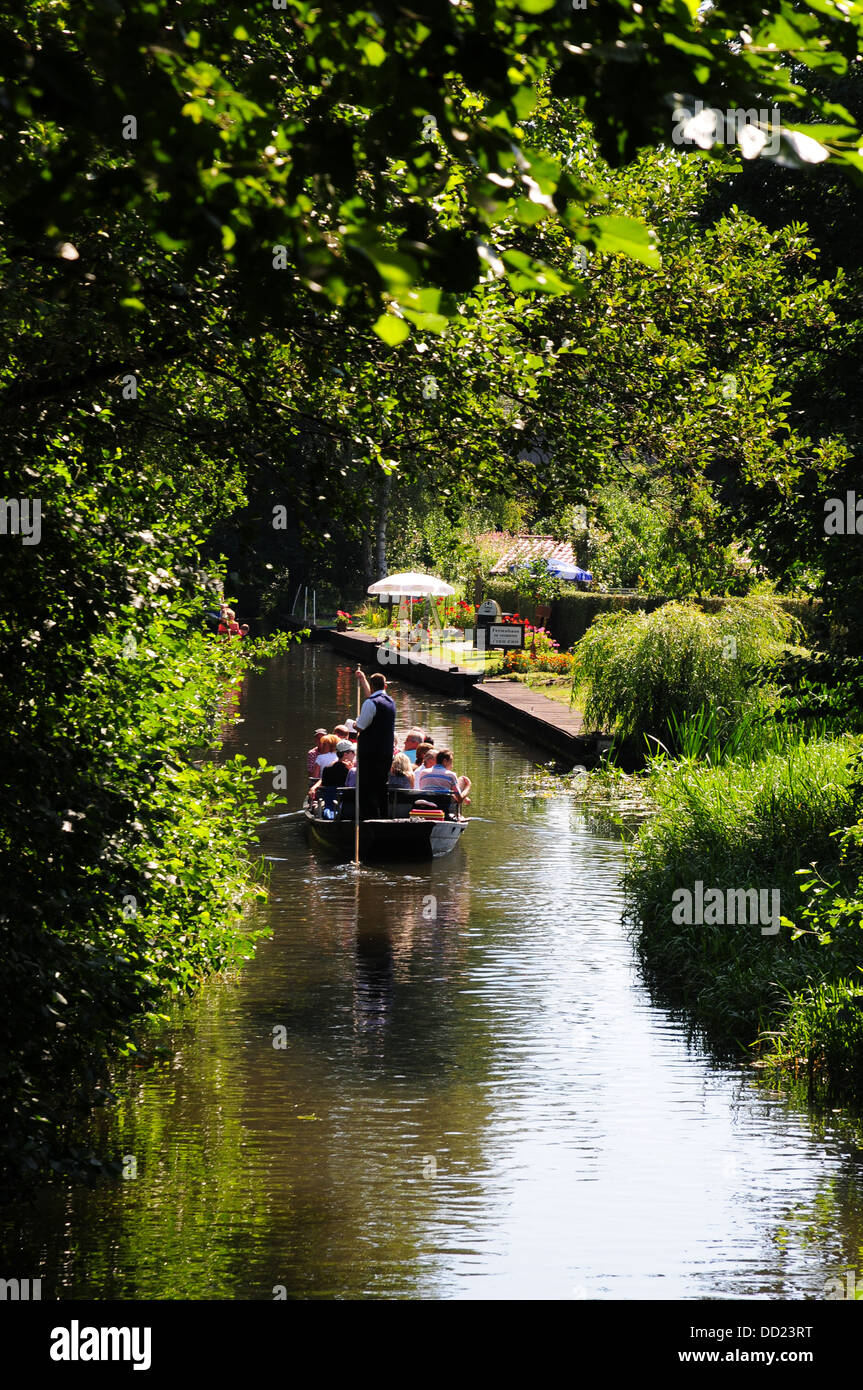 Gita in barca nella regione Spreewald Brandeburgo, Germania Foto Stock