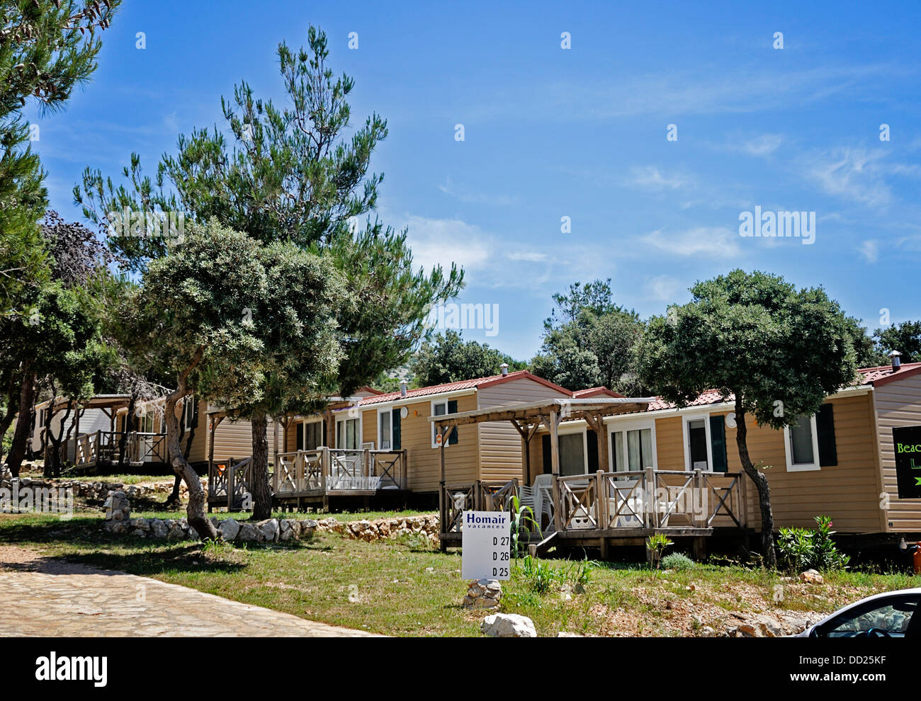 Camping Village Simuni case mobili, Isola di Pag, Croazia, Europa Foto Stock