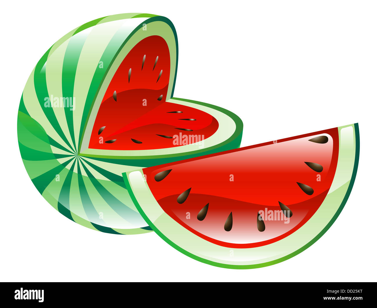 Illustrazione di anguria icona frutta clipart Foto Stock