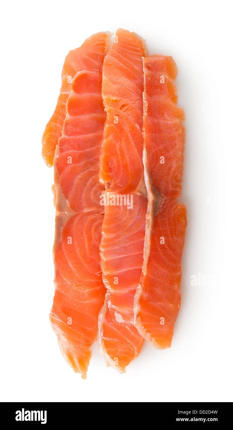 Rosso filetto di pesce isolato su sfondo bianco Foto Stock