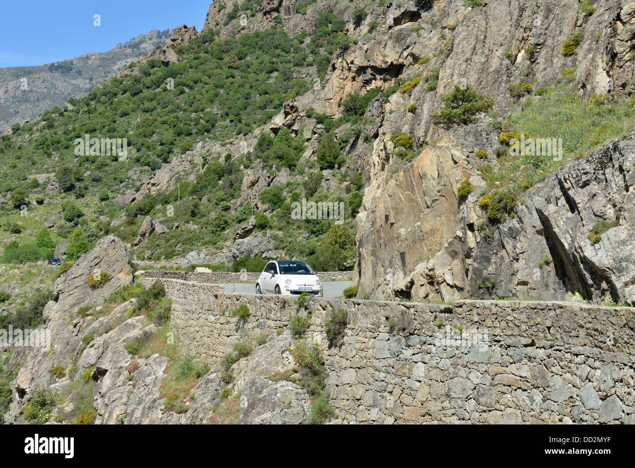 Paesaggio di montagna lungo la Scala di Santa Regina road, Niolo Valley, centrale Monti, Corsica, Francia Foto Stock